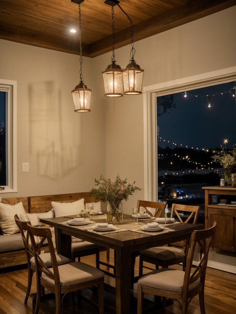 Incorporate inexpensive yet stylish lighting options, such as fairy lights or paper lanterns, to create a cozy ambiance.