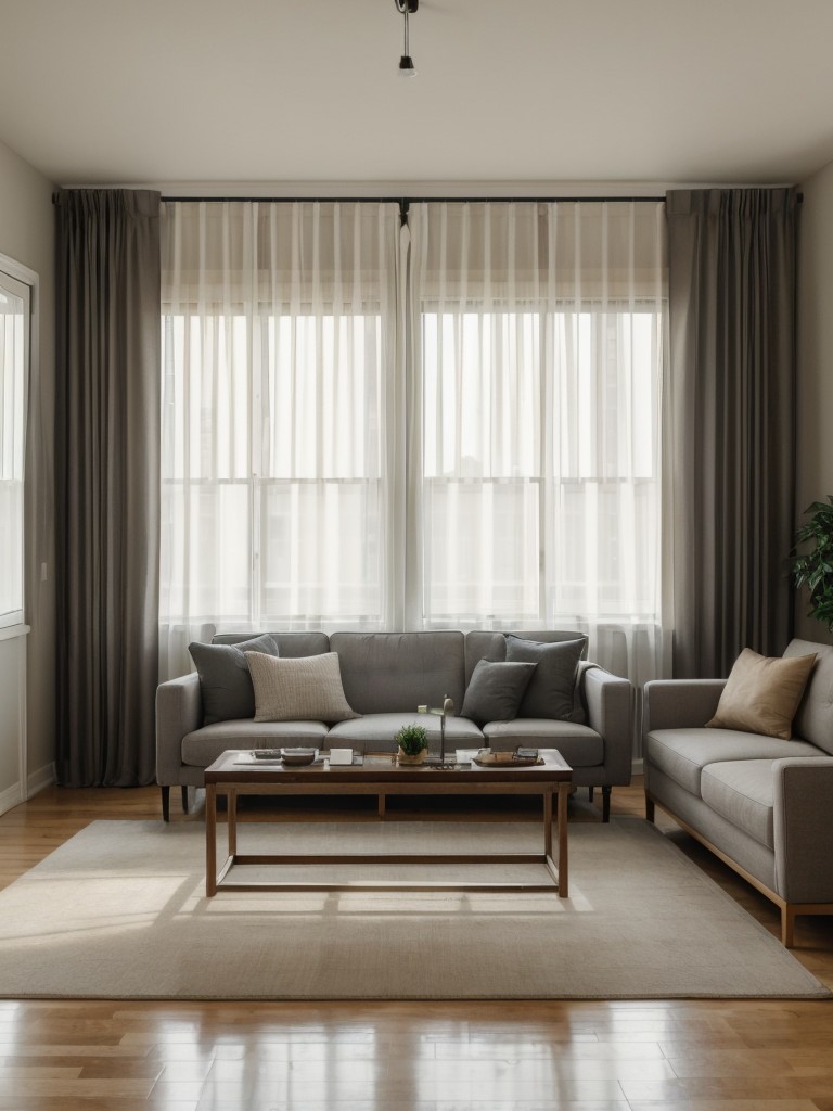 Utilize curtains or room dividers to create separate living areas in a studio apartment, providing distinct zones for lounging, dining, and sleeping.
