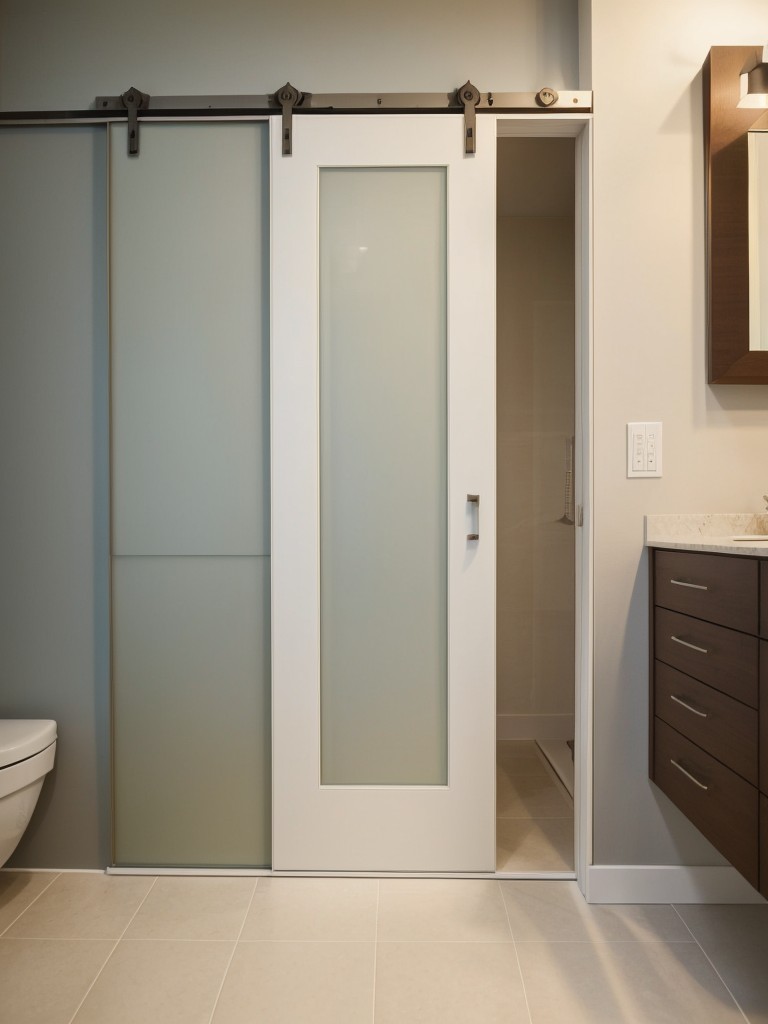 Consider installing a sliding door or pocket door to save valuable floor space in a small bathroom.