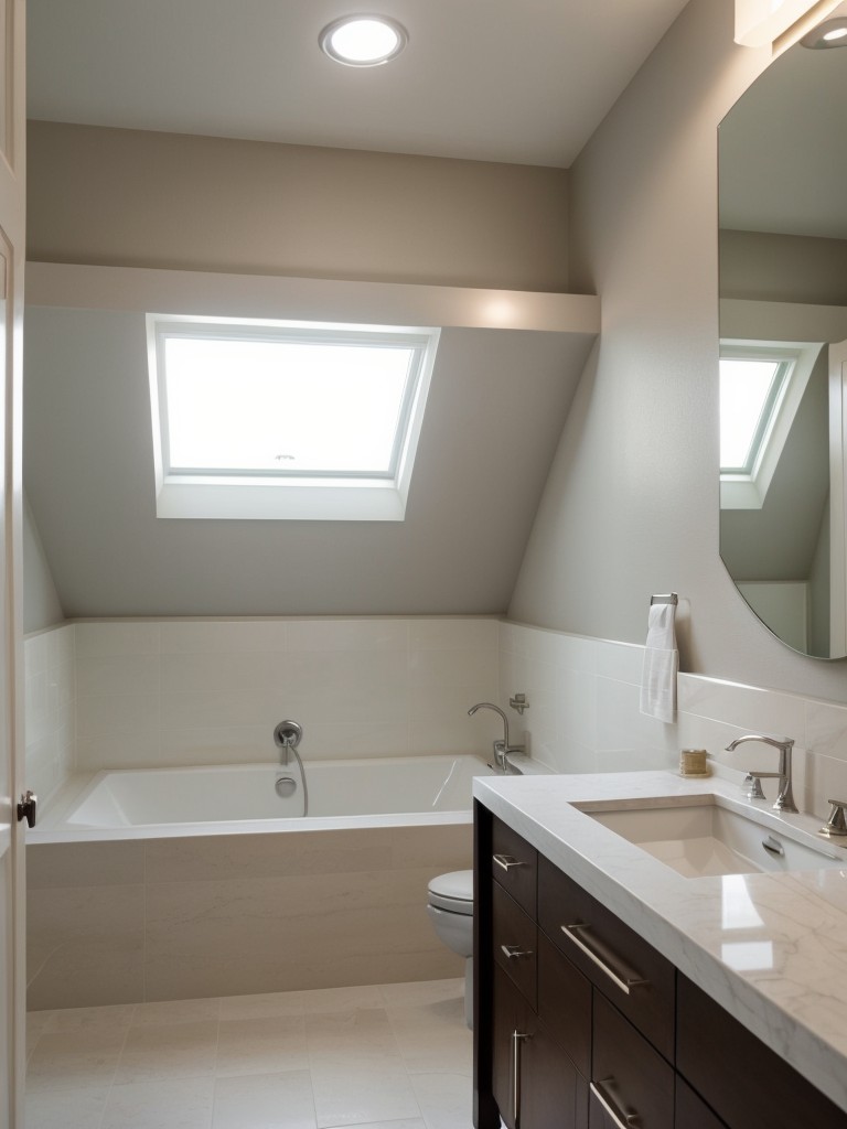 Incorporate recessed lighting or skylights to make a small bathroom feel brighter and more spacious.