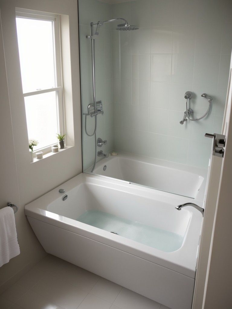 Install a compact bathtub or choose a shower over a tub to save space in a small bathroom.