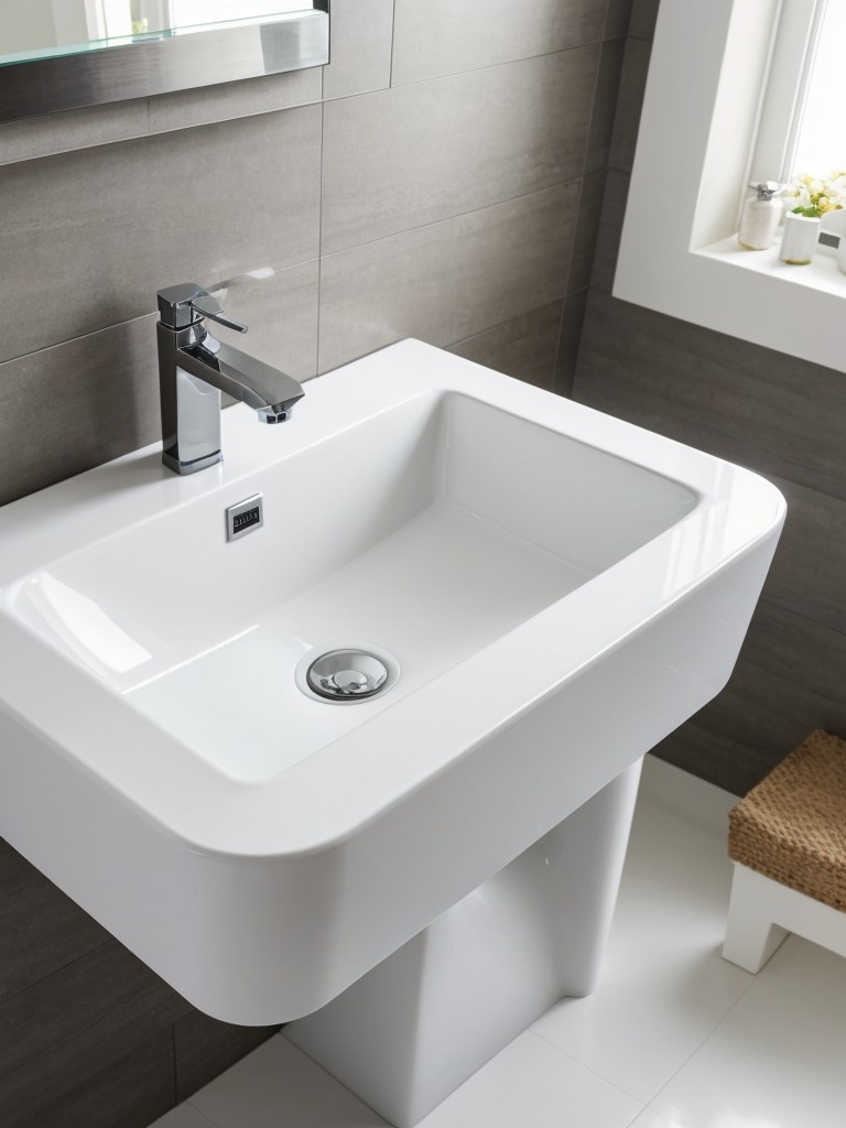 Opt for a pedestal sink or a wall-mounted vanity to create a more spacious feel.