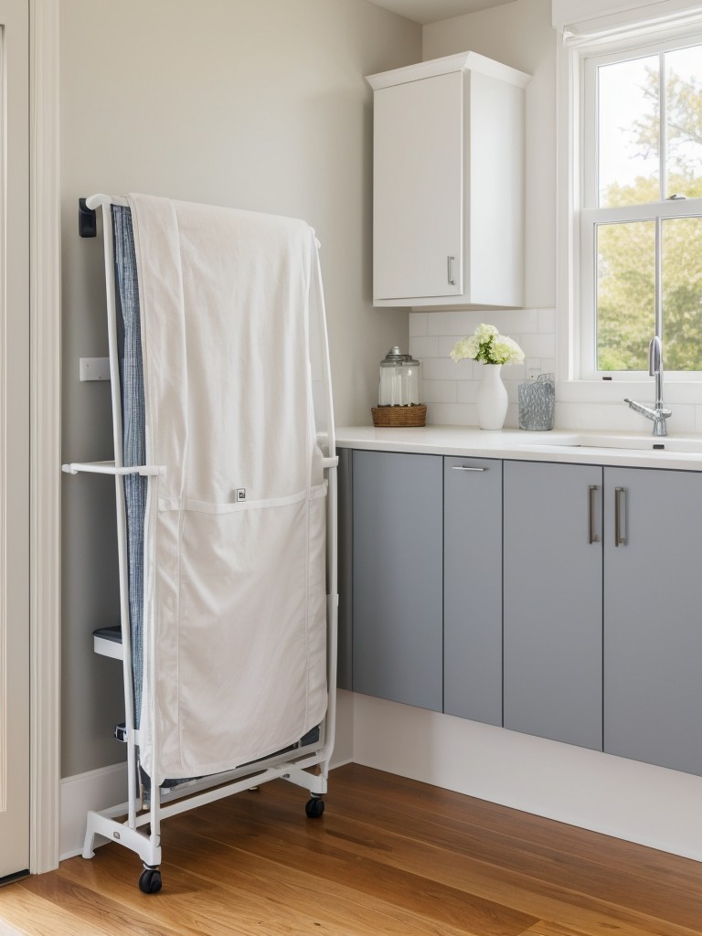 Incorporating a fold-down ironing board that can be concealed when not in use.