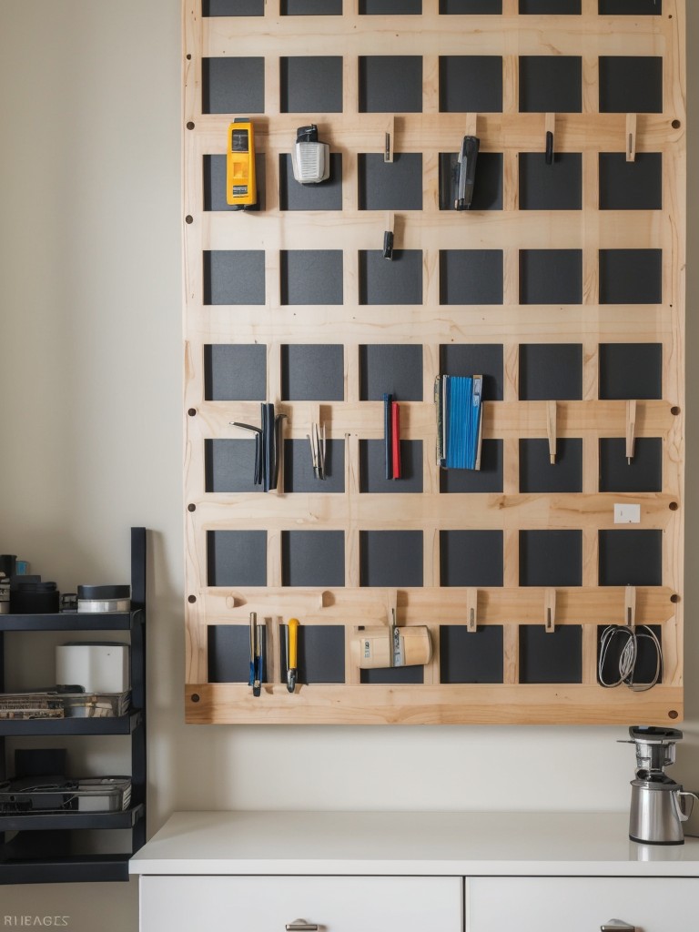 Installing a pegboard wall to hang and organize commonly used items.