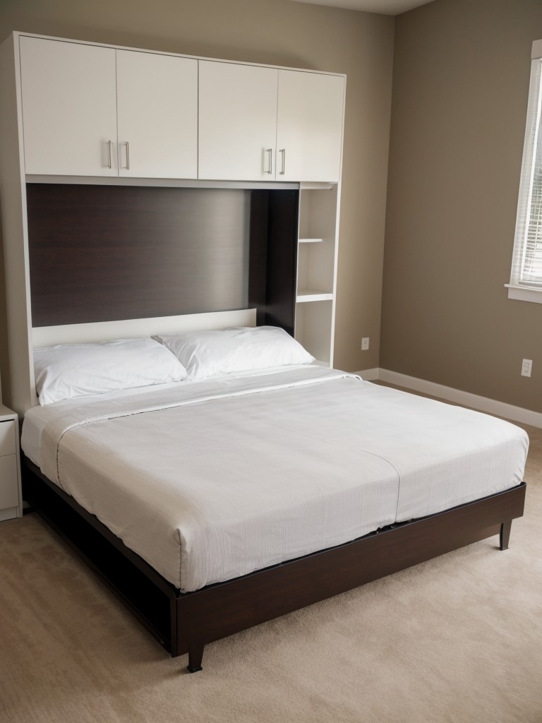 Consider a Murphy bed that can be easily folded away during the day to free up valuable floor space.