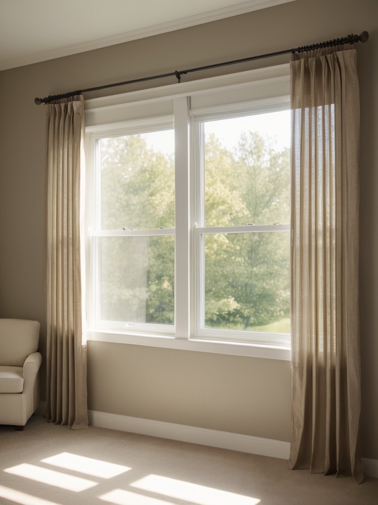 Incorporate natural light by using sheer curtains or blinds that can be easily opened.