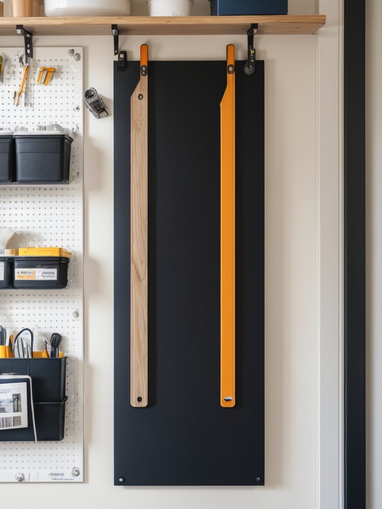 Install a pegboard on the wall for an adaptable and customizable storage solution.