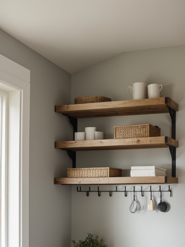 Install shelving units above doorways or windows to make use of often overlooked space.