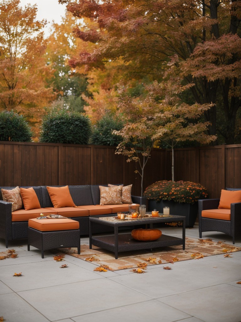 Incorporate autumn colors like orange, black, and purple in your patio décor.