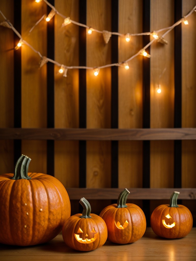 Set up a mini pumpkin patch with various pumpkins and gourds as a festive focal point.