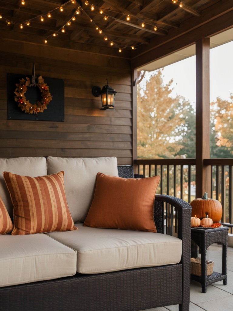 Use Halloween-themed pillows, cushions, and throws to add a festive touch to your patio furniture.