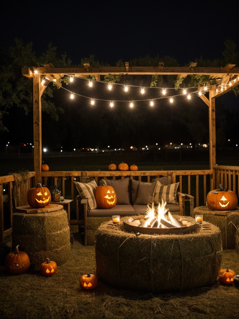 Use hay bales as seating or decoration to give your patio a rustic Halloween feel.