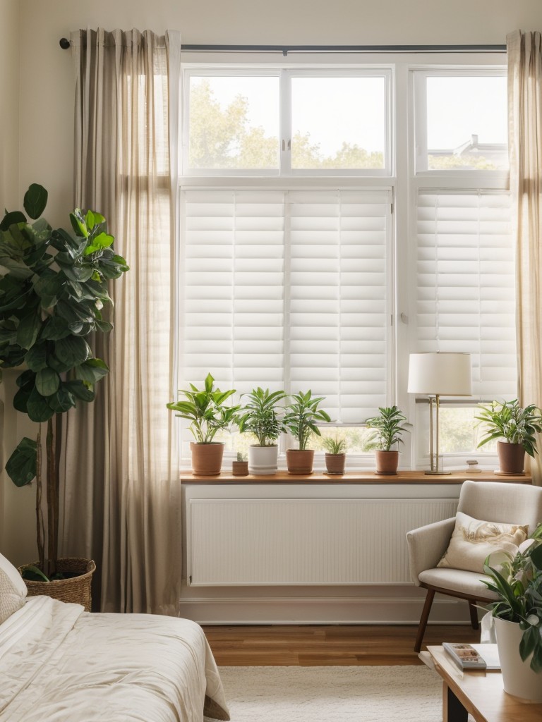 Boosting natural lighting in your apartment by strategic placement of mirrors and reflective surfaces, introducing indoor plants, using light-colored curtains or blinds.