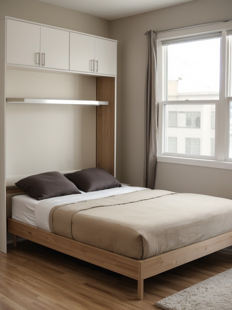 Consider installing a murphy bed in your small apartment, allowing you to free up floor space during the day and easily transform your bedroom at night.