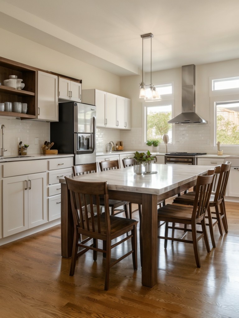 Consider removing walls or partitions between the living, dining, and kitchen areas to create an open and fluid space that feels larger and more connected.