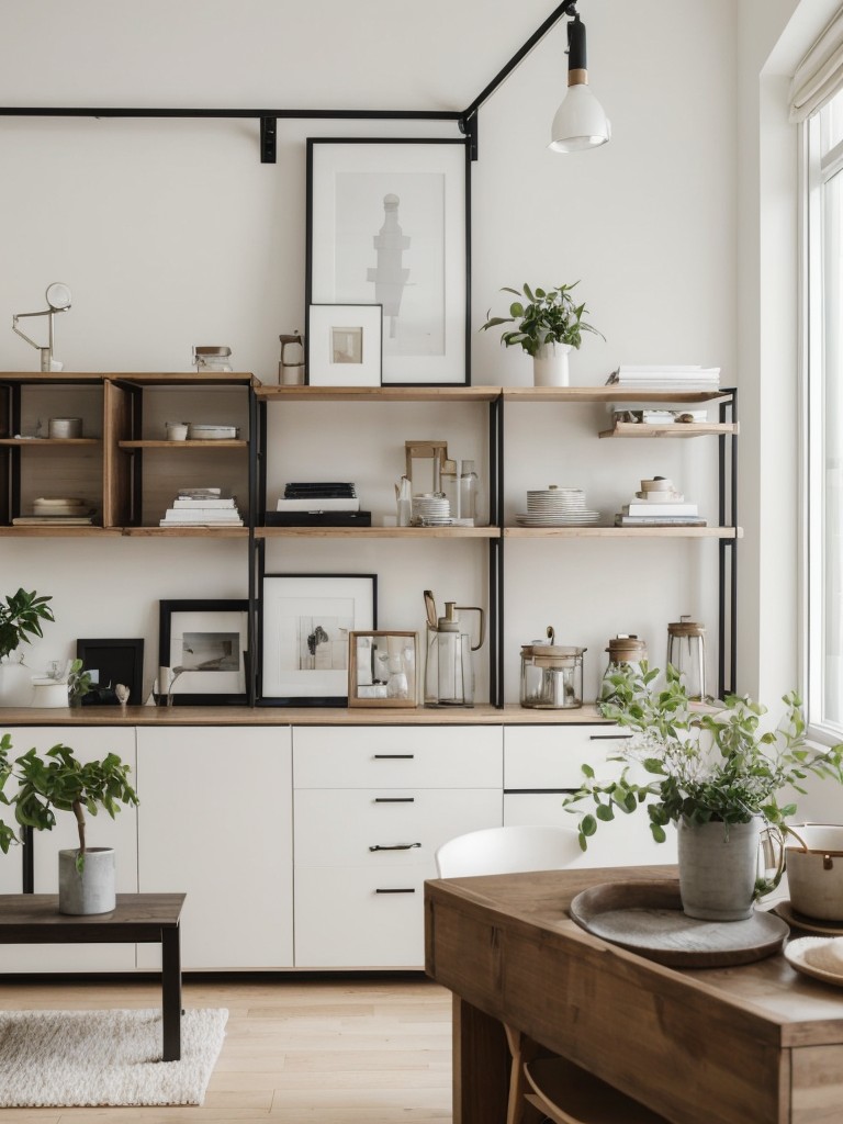 Declutter your space by getting rid of unnecessary items and only keeping things that serve a purpose or bring you joy, creating a clean and minimalist apartment design.