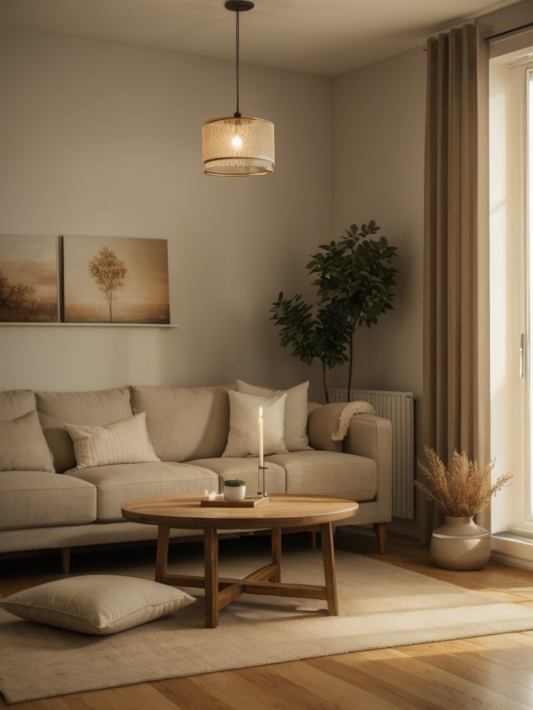 Install warm, ambient lighting fixtures throughout your apartment to create a cozy and inviting atmosphere, perfect for relaxing evenings at home.