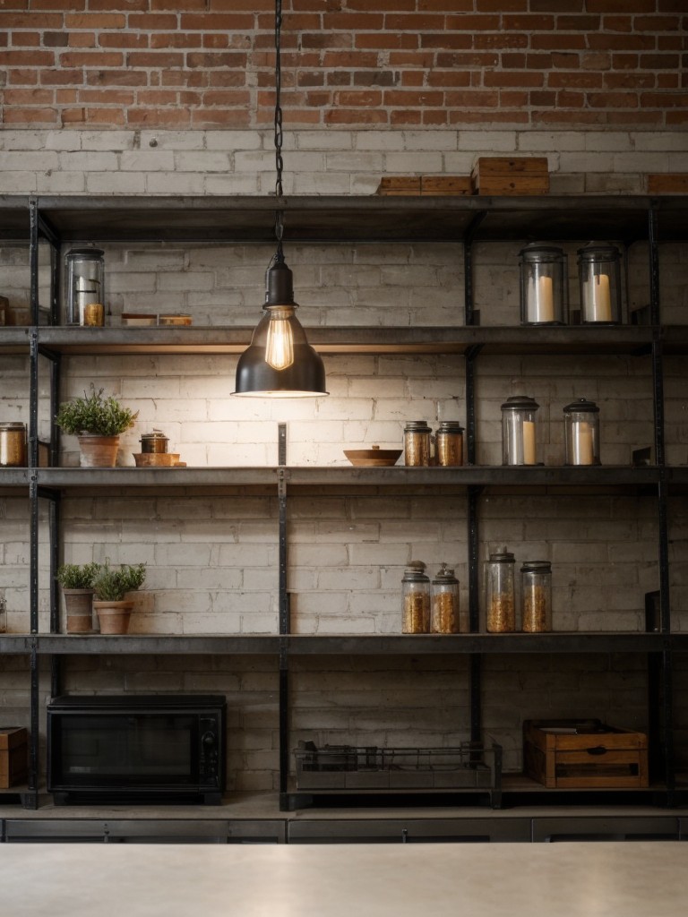 Introduce metal accents, such as lighting fixtures or shelving units, to add that industrial touch and create visual interest against the backdrop of exposed brick or concrete walls.