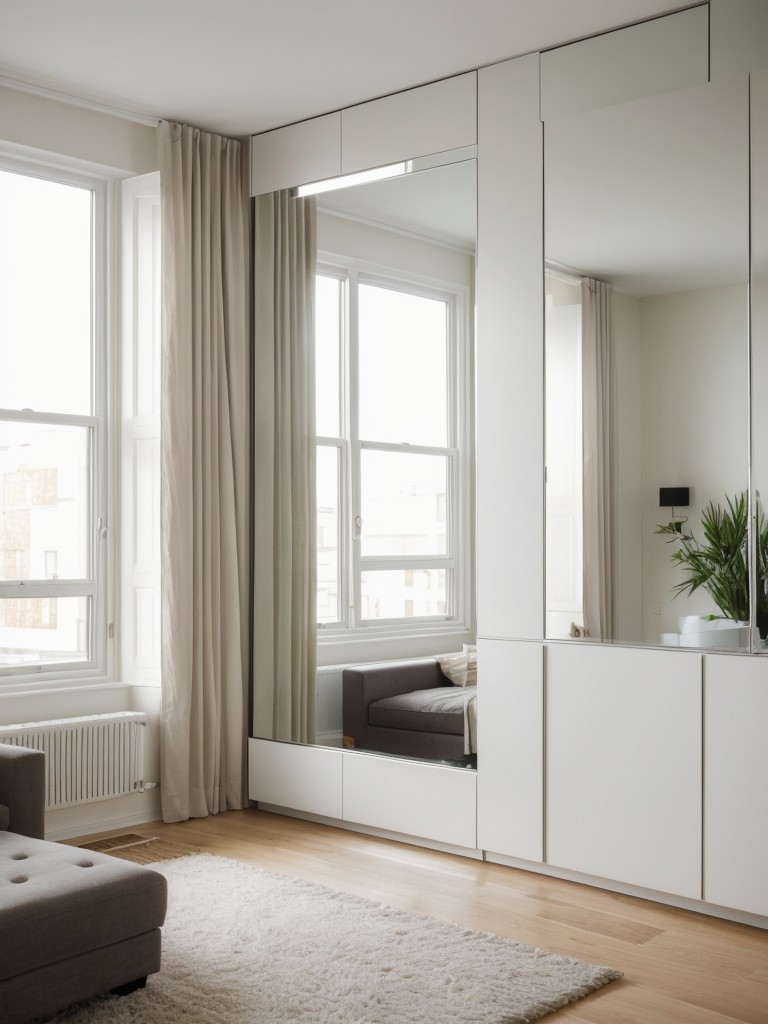 Maximize the natural lighting in your apartment by strategically placing mirrors and reflective surfaces to bounce light around the space, giving it a brighter and more spacious feel.