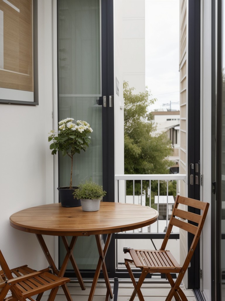 Opt for space-saving furniture, such as foldable tables and chairs, to make the most of your small balcony without sacrificing functionality.