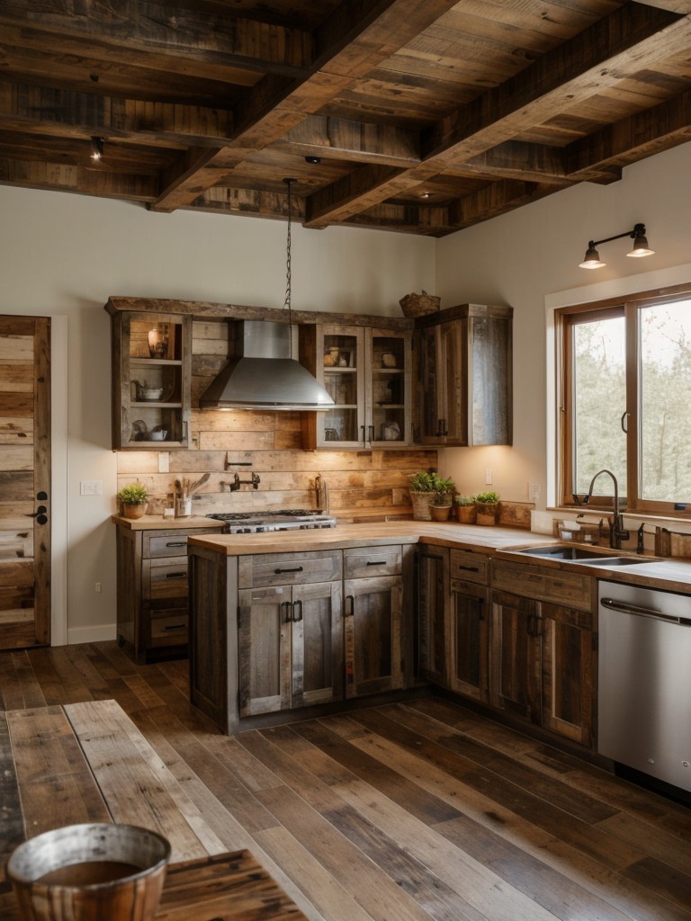 Rustic apartment design ideas, including warm and earthy color palettes, distressed or reclaimed wood pieces, and cozy farmhouse-inspired accessories.