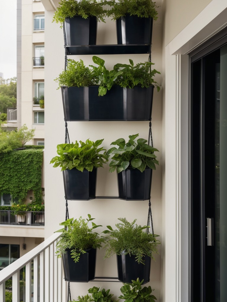 Utilize vertical gardens or hanging planters to add greenery and color to your balcony, creating a serene outdoor oasis in a limited space.