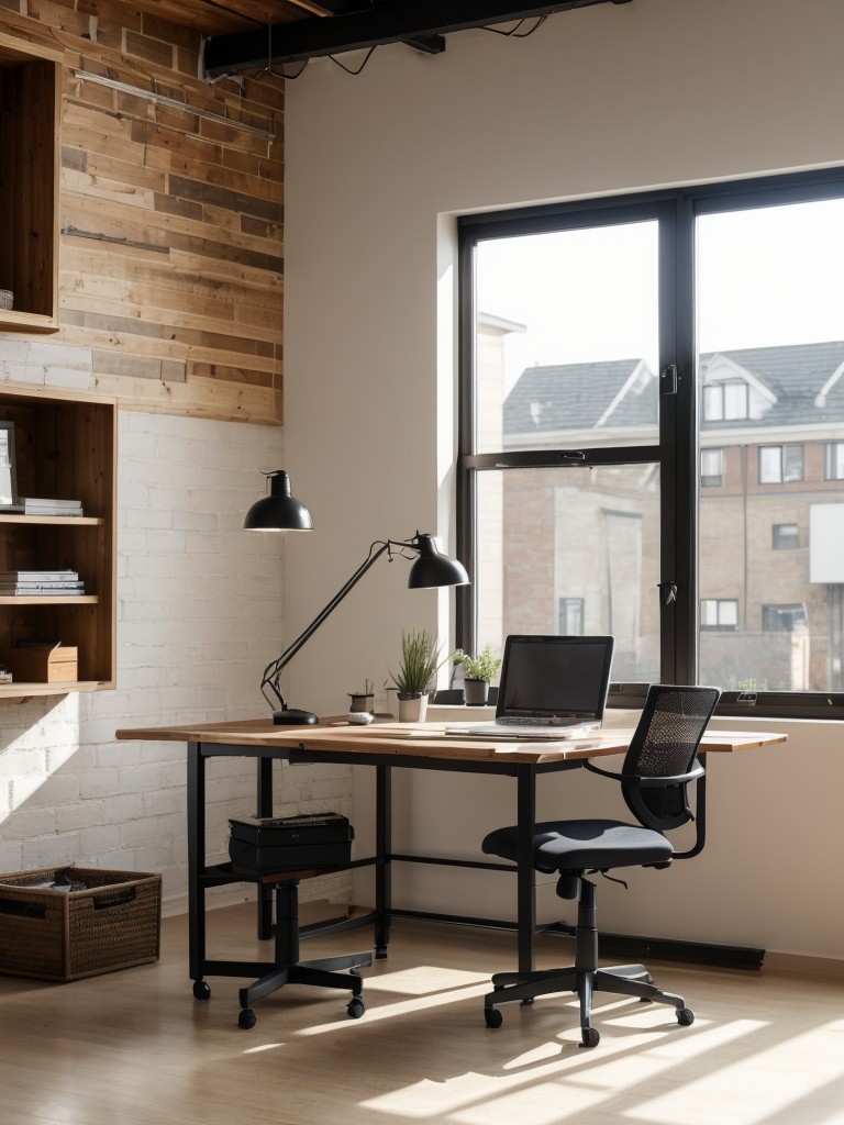 Create a dedicated workspace within the loft by incorporating a small desk, ergonomic chair, and task lighting to separate work and relaxation areas.