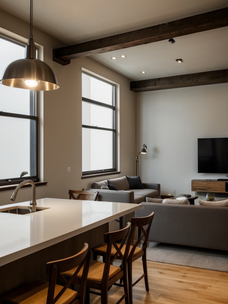 Layer different types of lighting, including recessed lights, track lights, and floor lamps, to create a well-lit and dynamic atmosphere in your loft apartment.