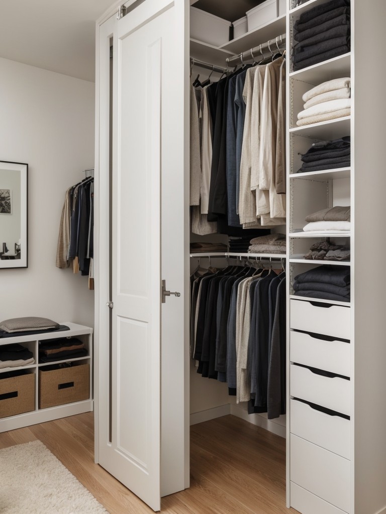 Creating a stylish and organized closet space in a studio apartment using Ikea's versatile wardrobe systems and storage solutions.