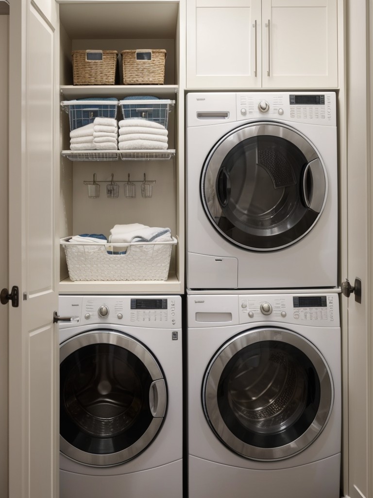 Designing a functional and organized laundry space in a studio apartment with Ikea's laundry baskets, hanging solutions, and organizers.