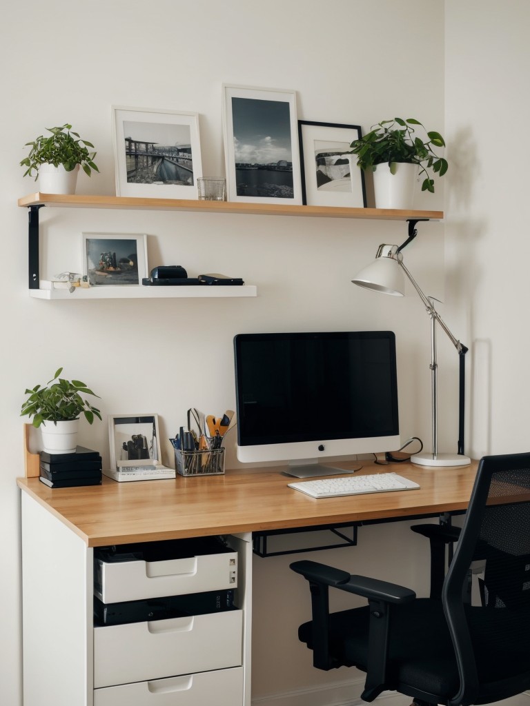 Utilizing Ikea's wall-mounted desks and foldable chairs to create a functional and space-saving home office in a studio apartment.
