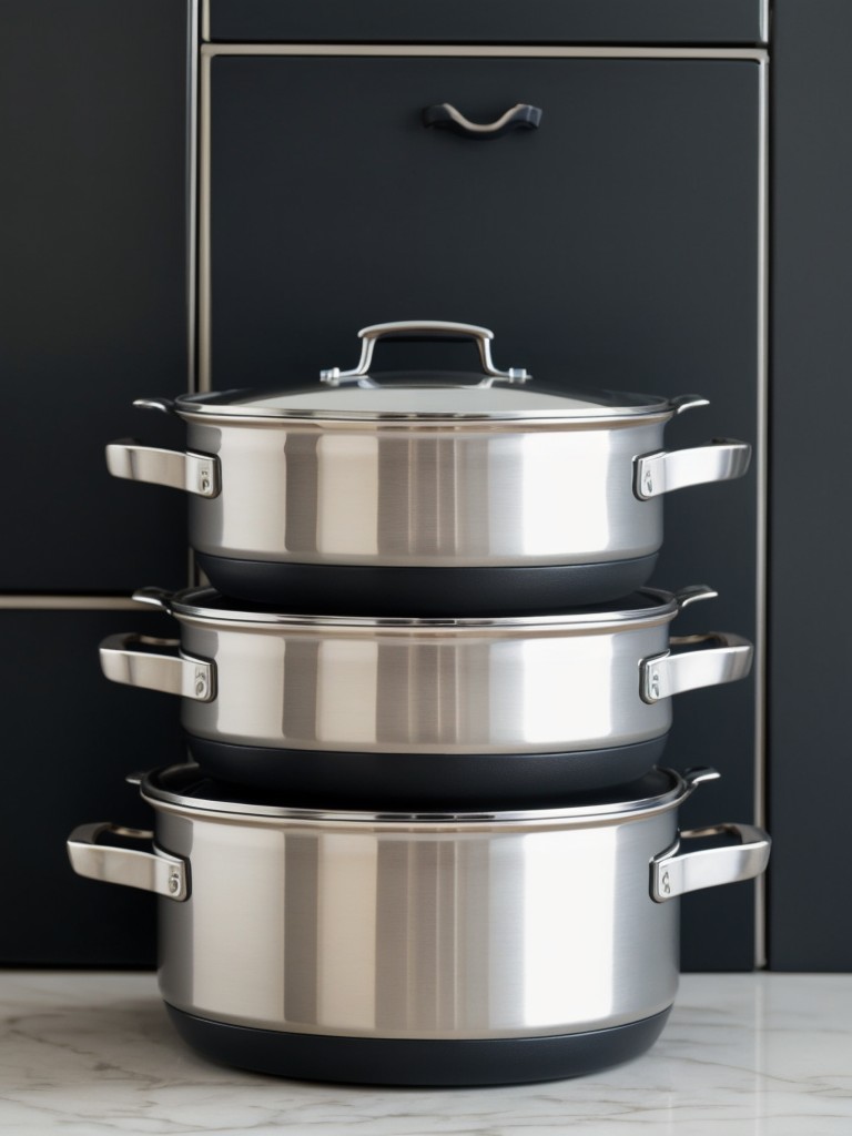 Choose compact and stackable cookware and utensils to save on storage space.