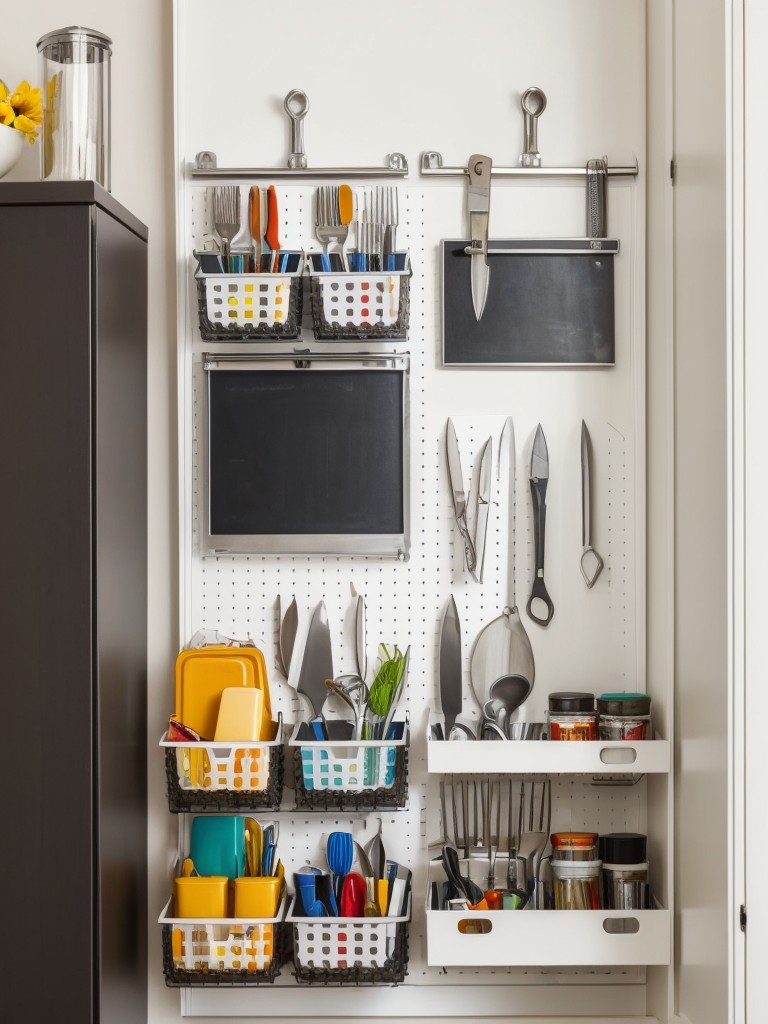 Explore creative storage solutions such as magnetic knife strips, hanging baskets, and pegboards.