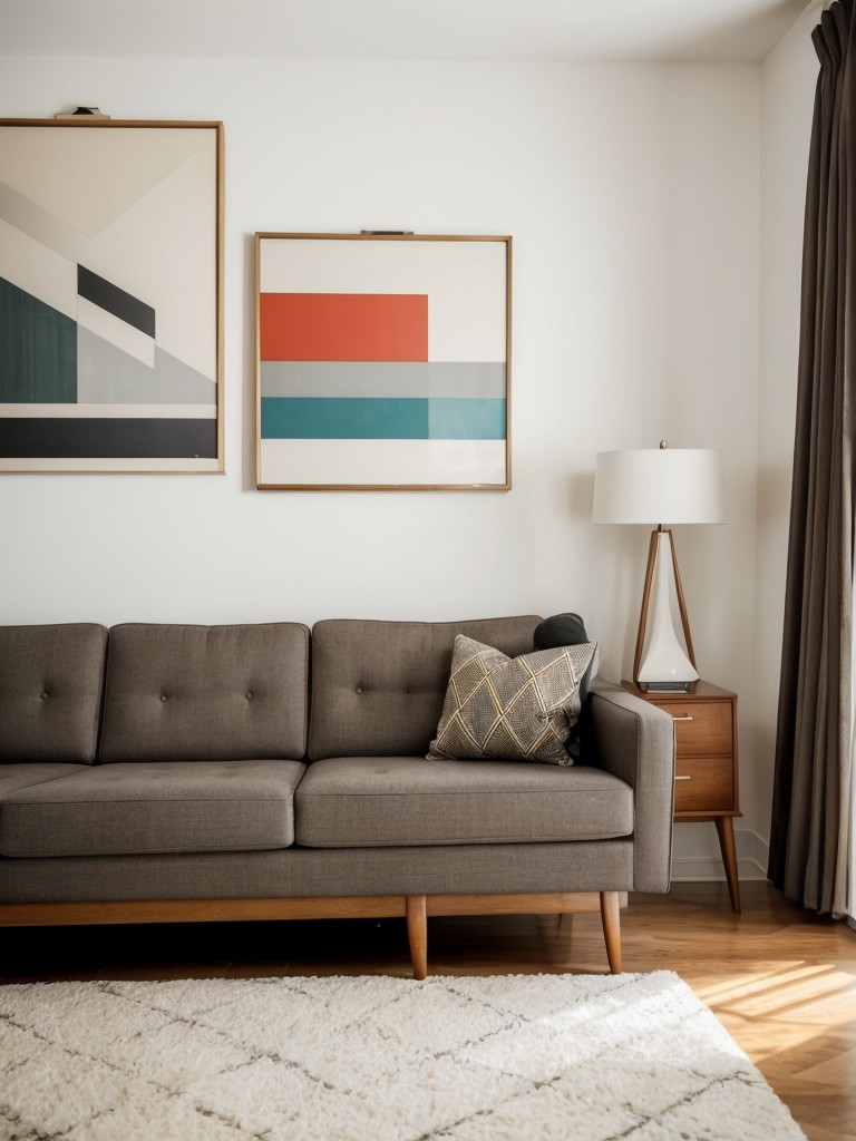 Mid-century modern men's apartment decor ideas featuring iconic furniture pieces, geometric patterns, and retro accents for a timeless and stylish vibe.