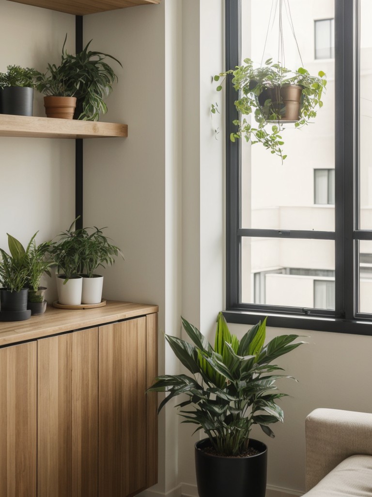 Minimalist urban jungle men's apartment decor ideas incorporating indoor plants, natural textures, and calming earthy tones to create a serene and tranquil environment.