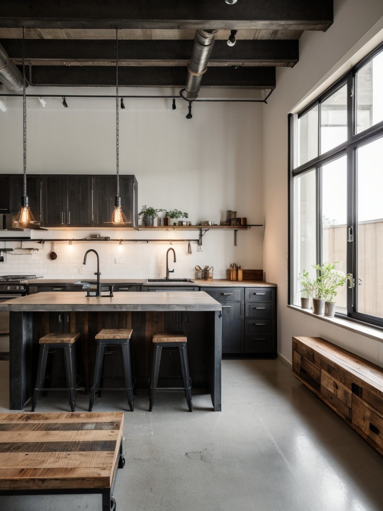 Modern industrial men's apartment decor ideas featuring reclaimed materials, minimalist furniture, and industrial lighting fixtures for a clean and edgy look.