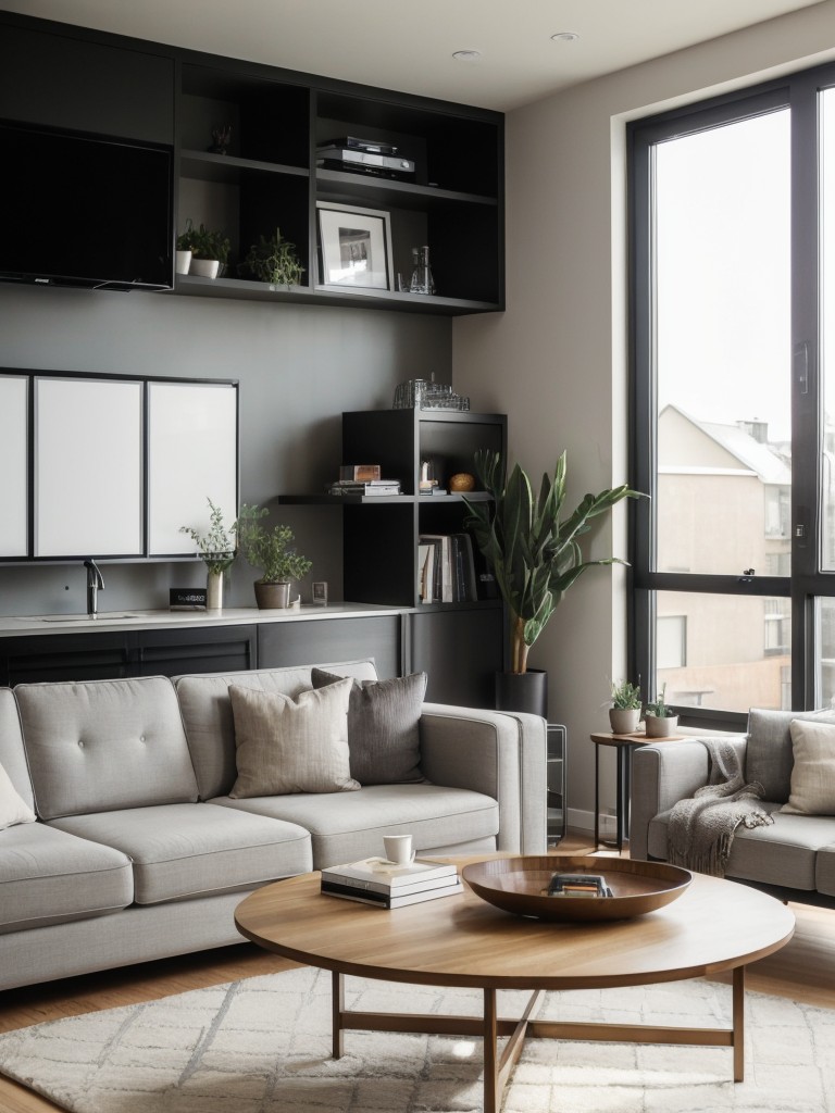 Tech-savvy men's apartment decor ideas incorporating smart home gadgets, hidden storage solutions, and sleek tech-inspired furniture for a modern and high-tech environment.