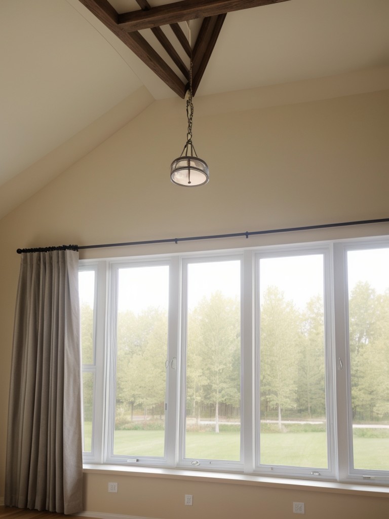 Hang curtains higher and wider than the window frame to create an illusion of taller ceilings and larger windows.