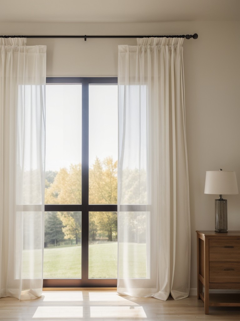 Hang curtains or curtains with sheer panels to add privacy while allowing natural light to filter in.