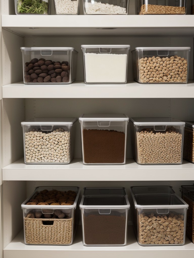 Use open shelving or transparent storage containers to create visual interest while keeping items organized.