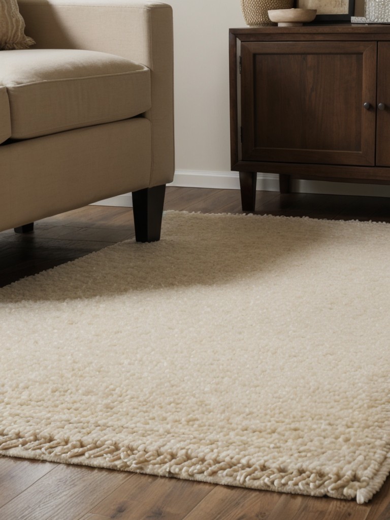 Use rugs to define different areas within the living room and add texture and warmth.