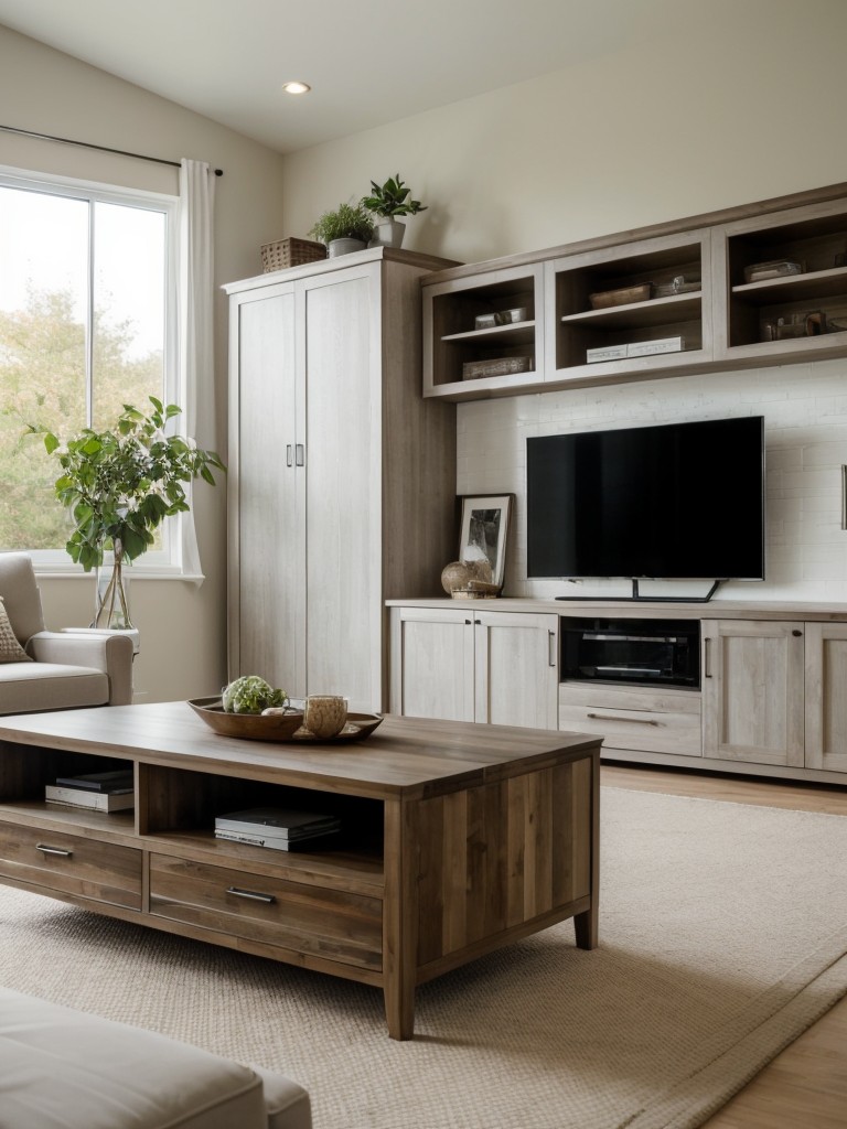 Utilize space-saving furniture and multi-functional pieces to maximize the living room area.