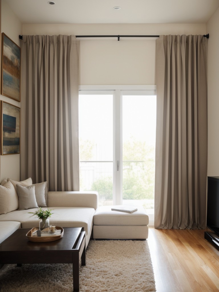 Consider utilizing curtains or room dividers to create separate zones within your small living room, providing privacy and defining different functional areas.