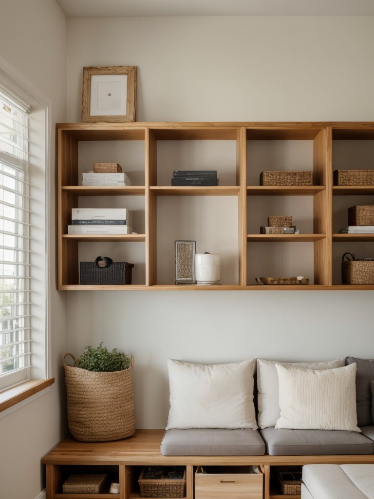 Incorporate creative storage solutions, such as floating shelves or ottomans with hidden compartments, to keep your small living room organized and clutter-free.