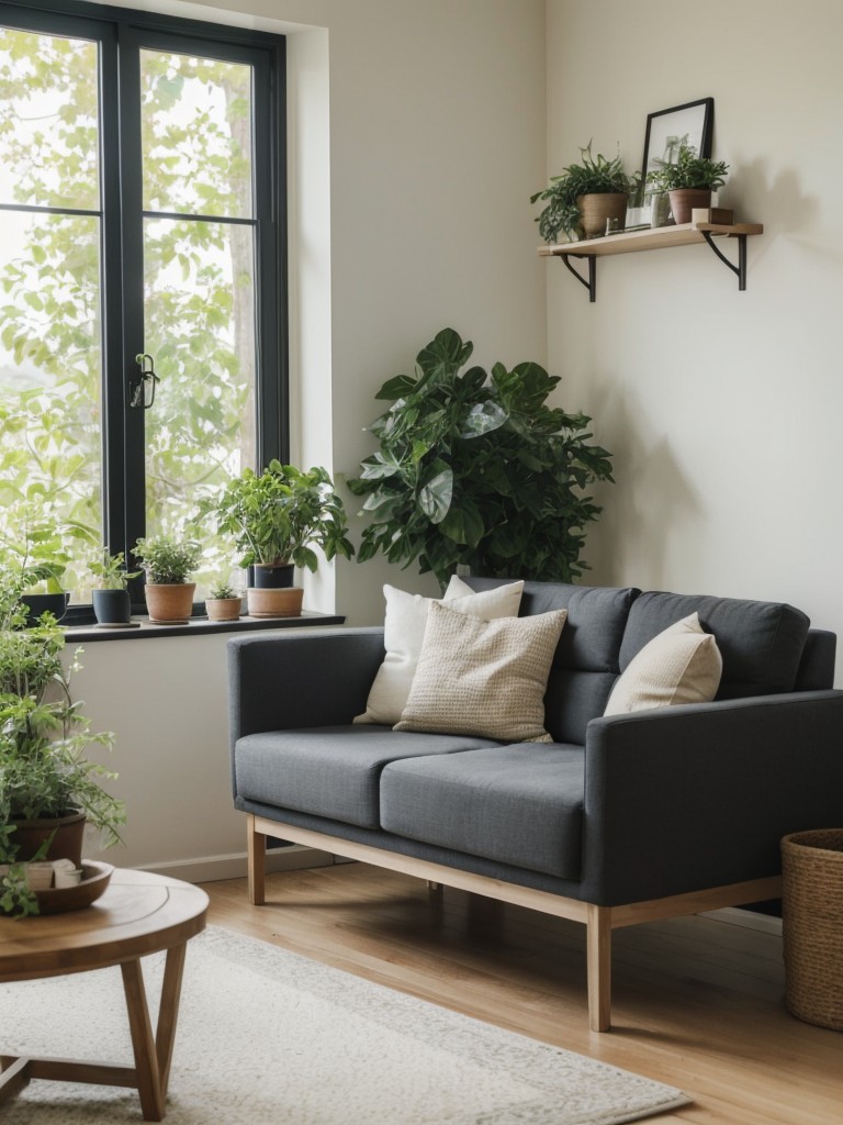 Incorporate plants and greenery into your simple living room to bring a touch of nature indoors and create a calming atmosphere.