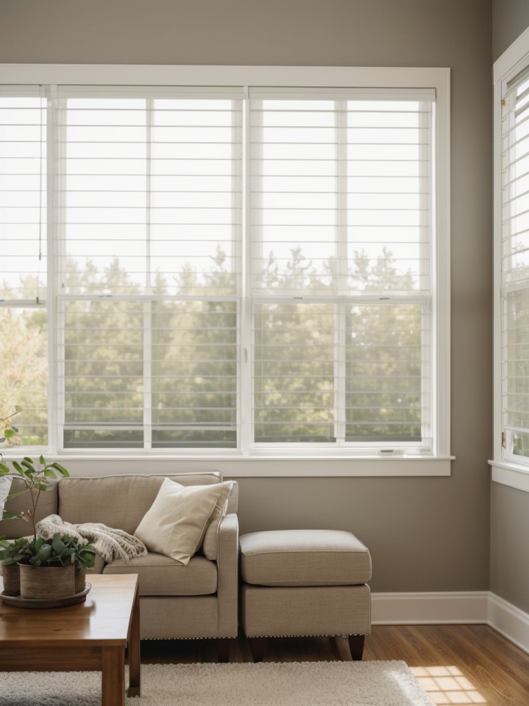 Maximize natural light by keeping window treatments minimal and using light-colored furniture and accessories in your small living room.