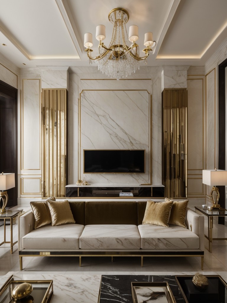 Add a touch of luxury to a modern living room by including high-end materials like marble, brass, or velvet in the furniture and decor.