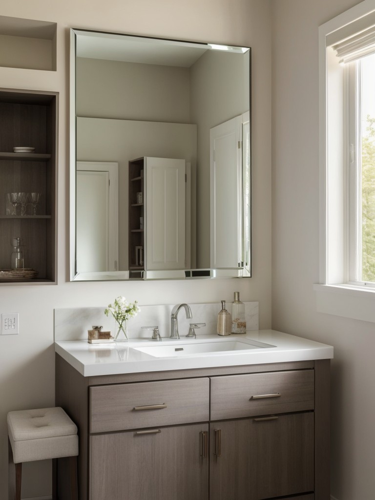 Incorporate large mirrors strategically to make the space appear larger and reflect natural light.