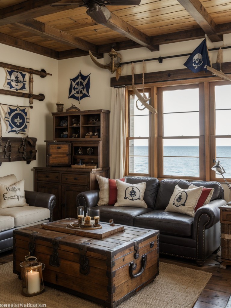 Turn your apartment into a pirate's hideout with treasure chests, pirate flags, and nautical-themed decorations.