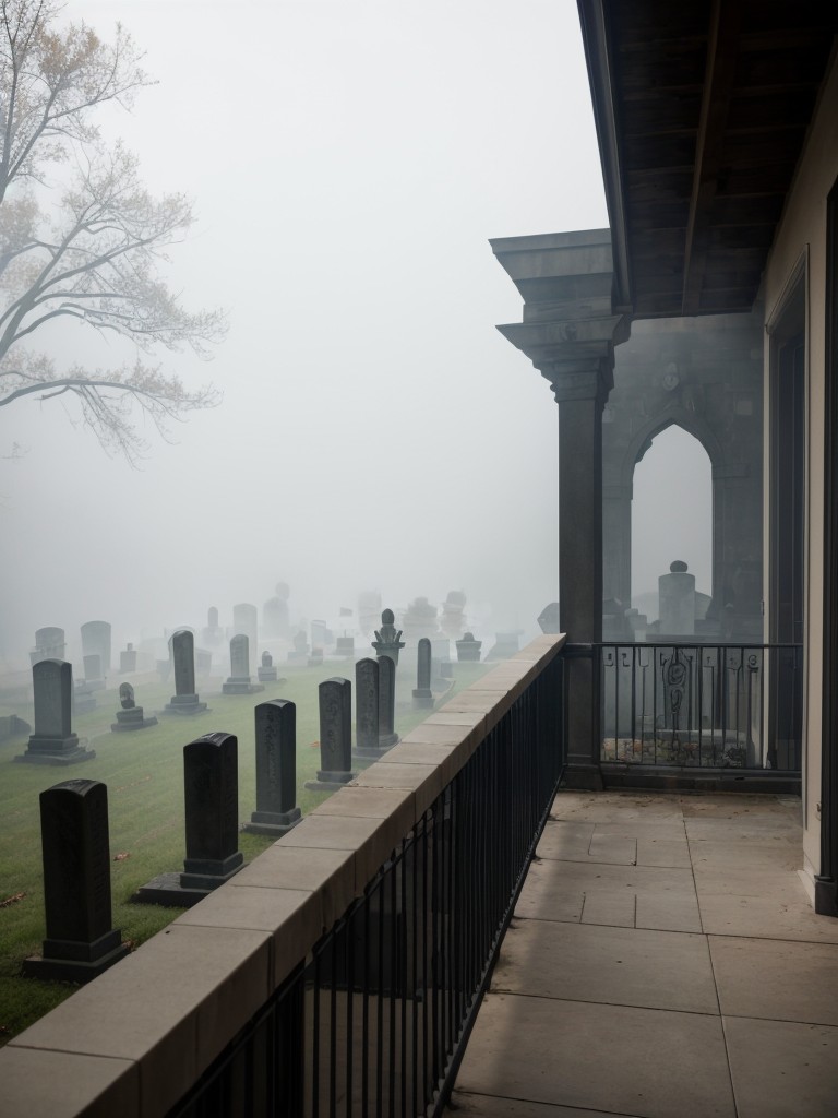 Turn your balcony or patio into a haunted graveyard with tombstones, fog machines, and ghostly figures.